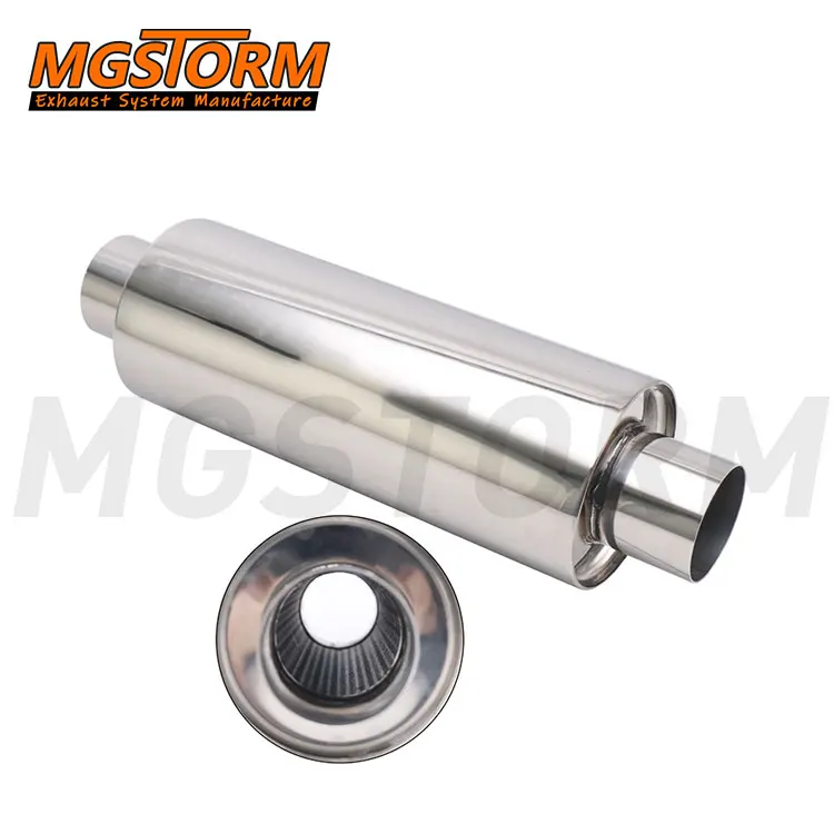Stainless Steel Exhaust Middle Pipe Car  Diameter 76mm Inlet Outlet 114mm Body 400mm Overall Length Resonator Muffler