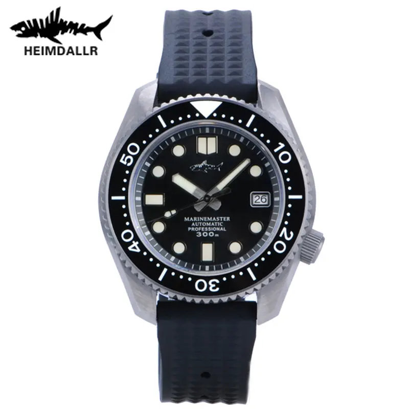 HEIMDALLR Titanium Men Diving Watch Black Dial Sapphire Ceramic Bezel 300M Waterproof NH35 Automatic Movement Mechanical Watches