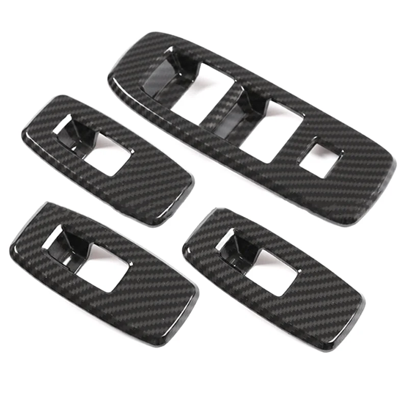 

4 Pieces Door Window Lift Panel Carbon Fiber Door Window Switch Panel For Ford Road Shaker