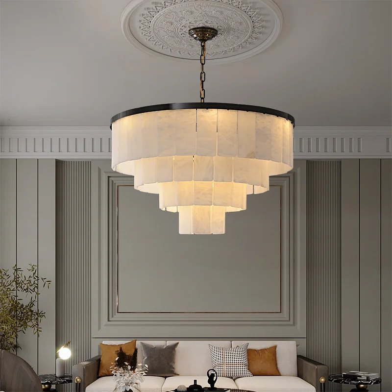 الحديثة المنزل فيلا دوبلكس المعيشة غرفة الطعام النحاس المرمر الثريا الشمال فندق غرفة نوم الرخام قلادة نحاسية الخفيفة