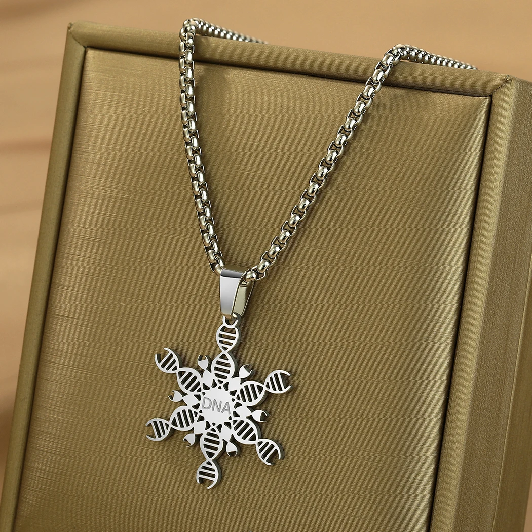 QIAMNI-قلادة دلاية جزيئية من الفولاذ المقاوم للصدأ للرجال والنساء ، قلادة كيميائية ، مجوهرات علمية ، هدية للمعلم #5