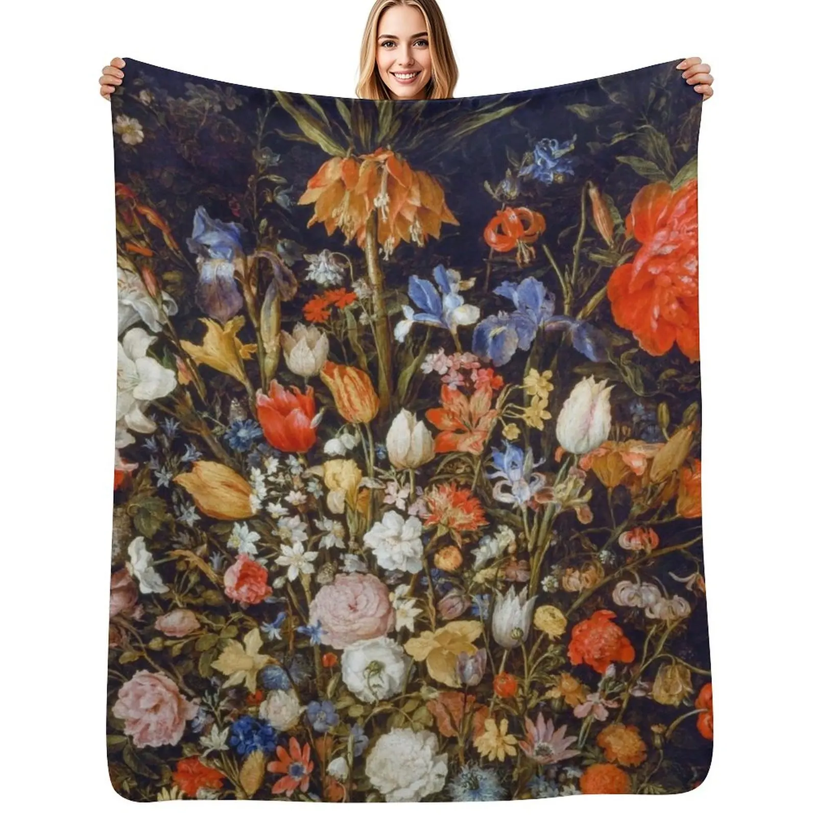 

Jan Brueghel. Flowers in a Wooden Vessel Throw Blanket Cozy Throw Blanket Birthday Gift for Him Her