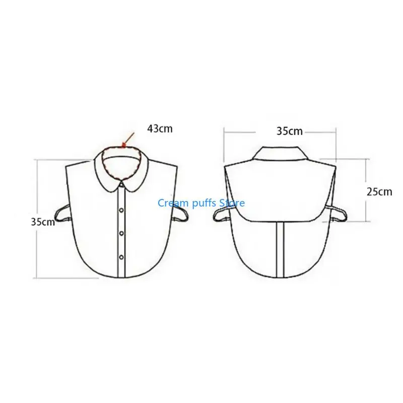 50LE، طوق دانتيل عصري قابل للفصل، قطعة عنق مريحة بنصف قميص، حشوة للمناسبات الرسمية