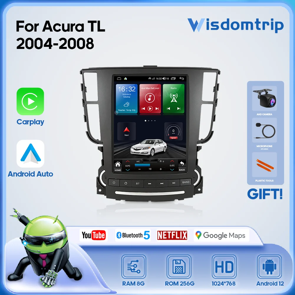 

10.4inch For Acura TL 2004-2008 Smart Multimedia Video Player Radio GPS Navigation 4G WIFI CarPlay+android AUTO Android13