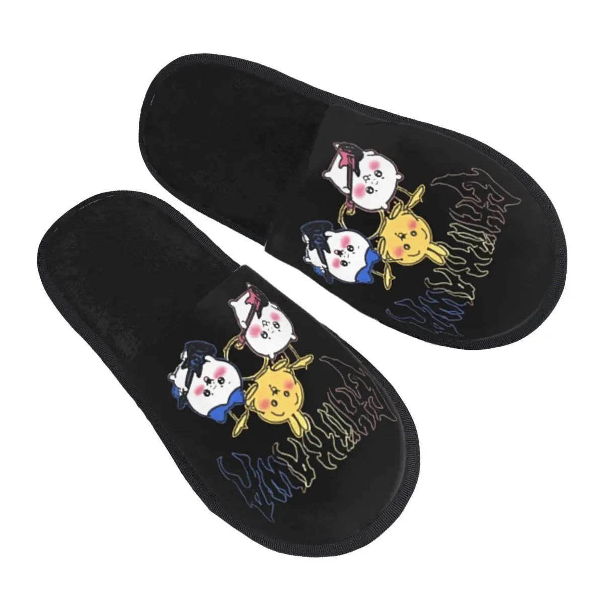 Heavy Metal Chiikawaes Usagi Hachiware Slippers for Woman Man House Shoes Plush SPA Slippers