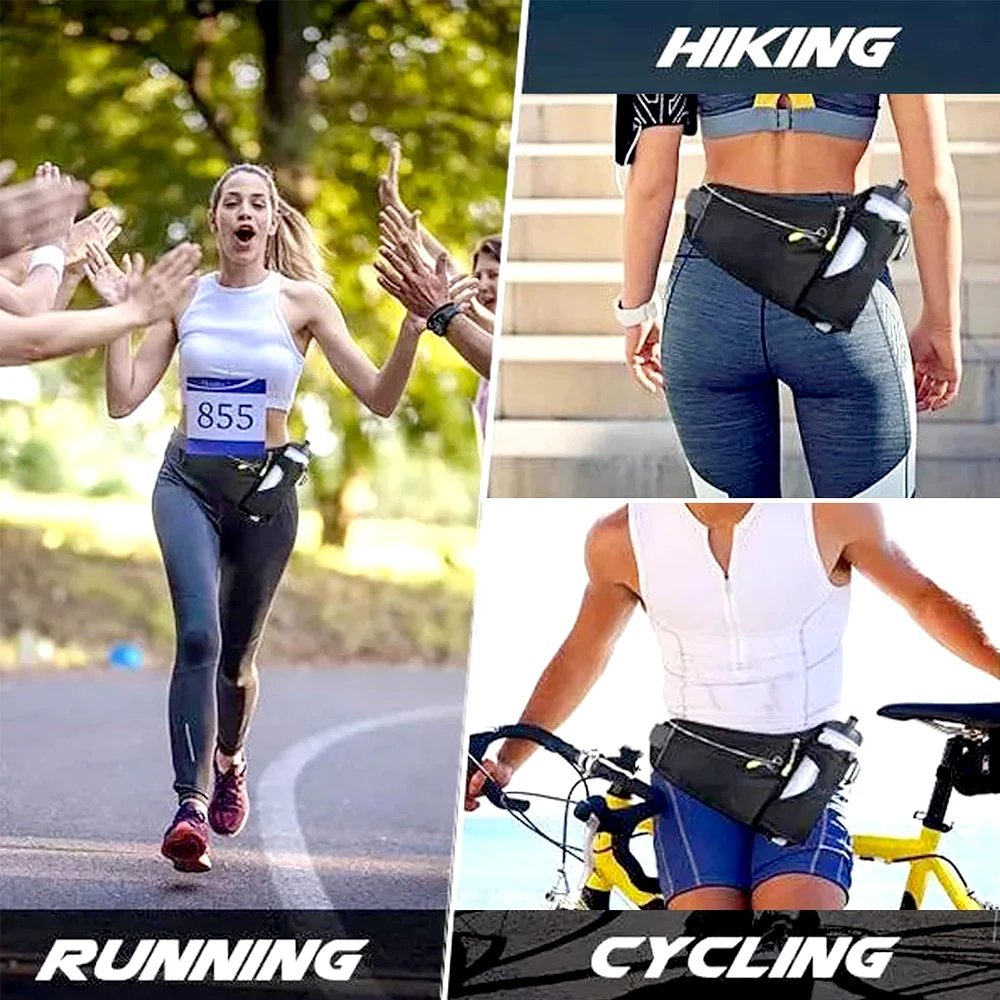 

Adjustable Reflective Fanny Pack with Water Bottle Holder-Hydration Running Belt for Men&Women, Hiking,Walking,Jogging,Camping