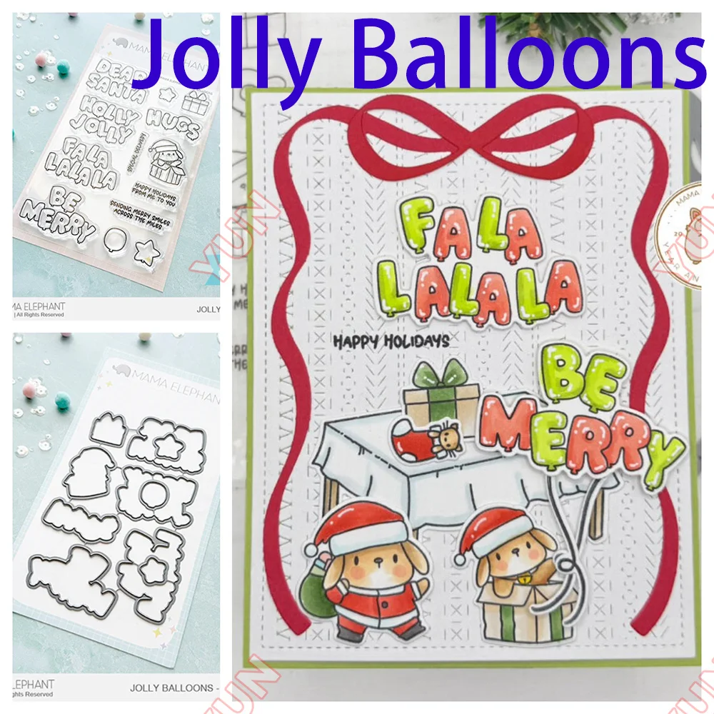 

Jolly Balloons Stamps Dies DIY Greeting Card Scrapbooking Diary Embossing Christmas Holiday Gift Die 2025 New Metal Cutting Dies