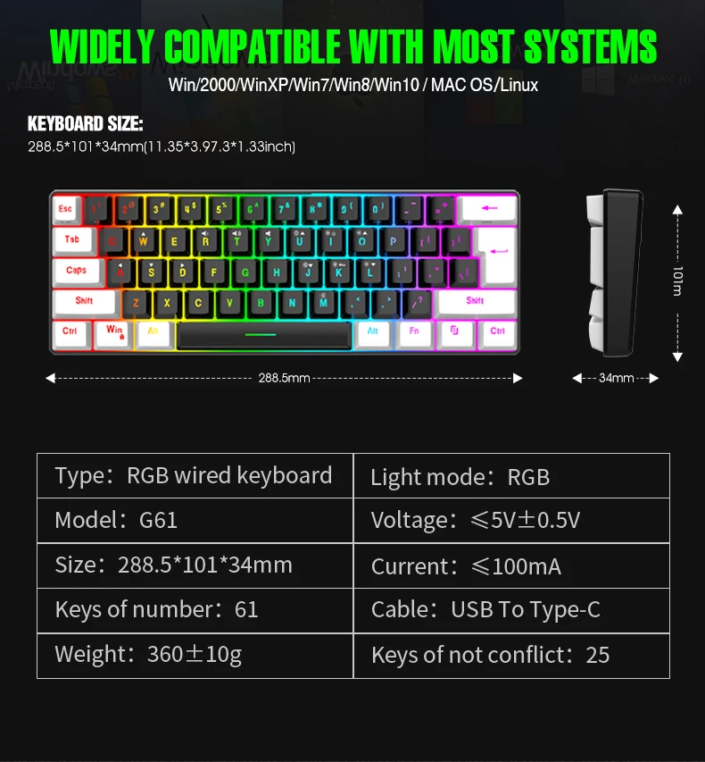 60% Compact Wired RGB Keyboard product photo