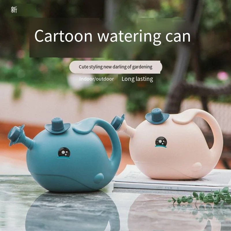 1.2L ,2.2L Cartoon Whale Hand-held Watering Can Plastic Household Watering Can for Children Wholesale price