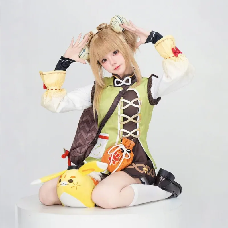 Yao Yao Cosplay Costume Game Genshin Impact Girl Uniform Cute Tops Clothing Accessories Full Set Anime Carnival Party Dress Up