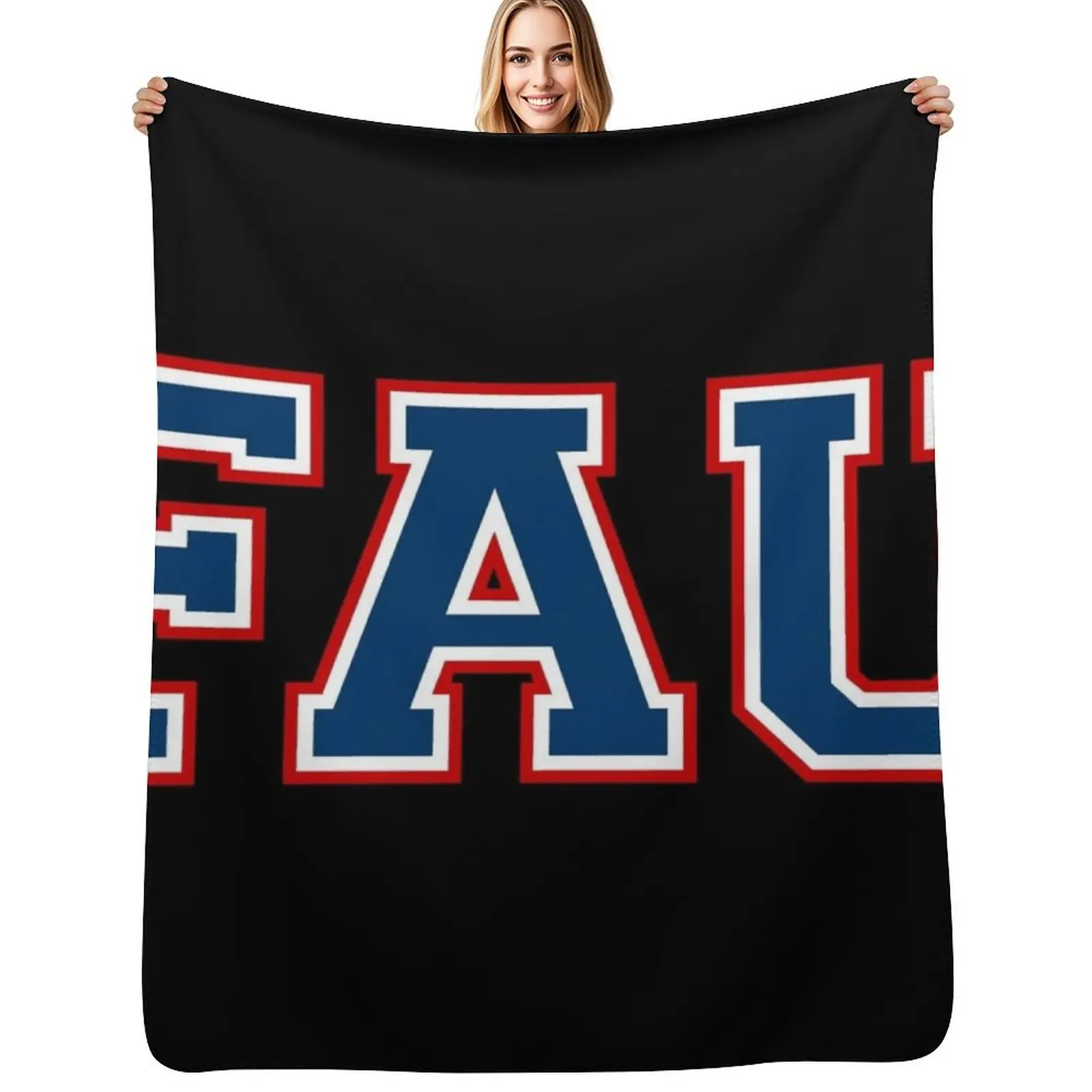 florida atlantic university college font Throw Blanket Furry Decorative Throw Giant Sofa Decoratives Blankets