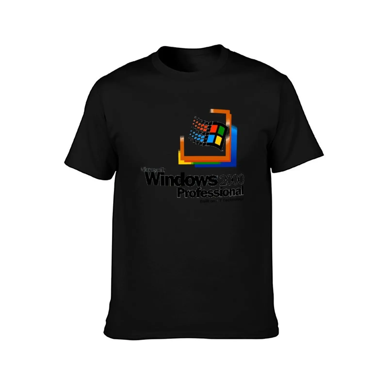 Windows 2000 Startup T-Shirt, Summer Casual Cotton Tee, Oversized Streetwear Tops, Vintage Graphic Print, Loose Fit Short Sleeve