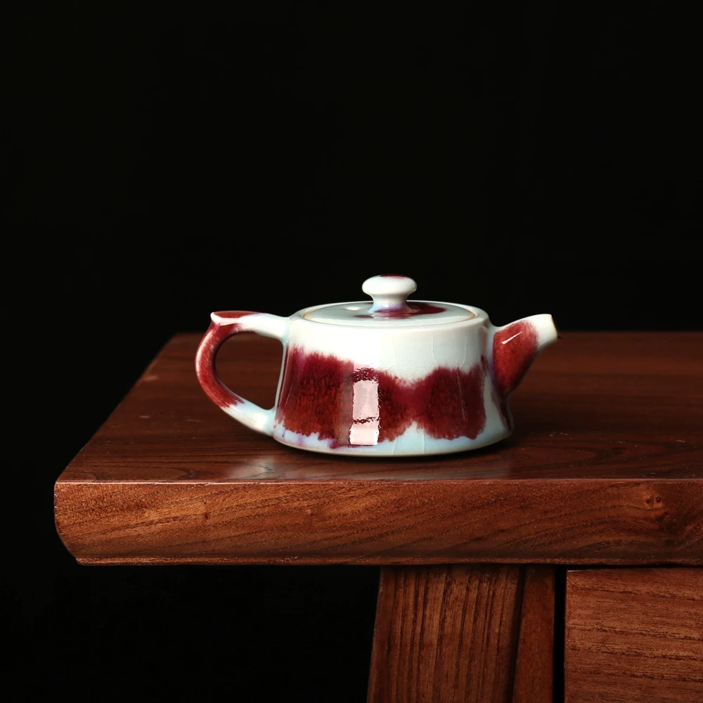 Jun Porcelain Teapot Single Pot Raw Material High-end Teapot with Gift Box by Intangible Cultural Heritage Master Li Xueya