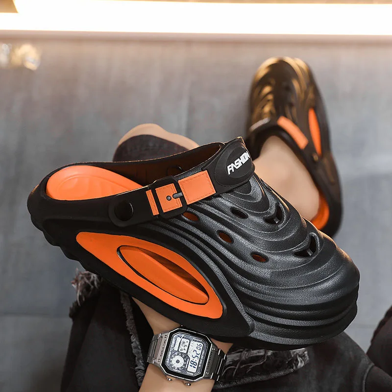 Comwarm Men's EVA Platform Slides, Soft Comfortable Summer Beach Sandals With Holes_voghion.com