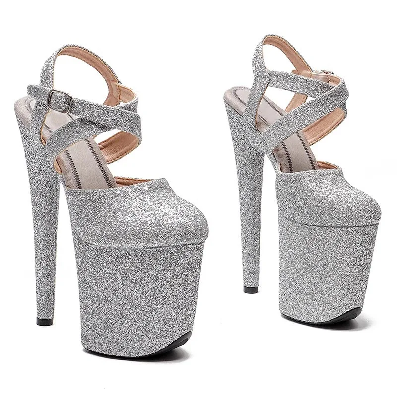 

Women 20CM/8inches Glitter Upper Plating Platform Sexy High Heels Sandals Pole Dance Shoes 261