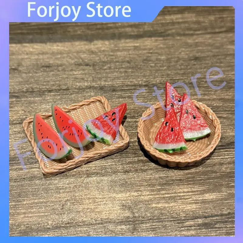 Mini Watermelon Slice Resin Figurines Miniature Food Ornaments For Dollhouse Fairy Garden Summer Themed Desktop Decor Collectors