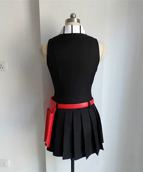 Akame ga KILL Akame-vestido negro sin mangas para mujer, uniforme de Anime, disfraces de Cosplay + peluca, vestido de Halloween