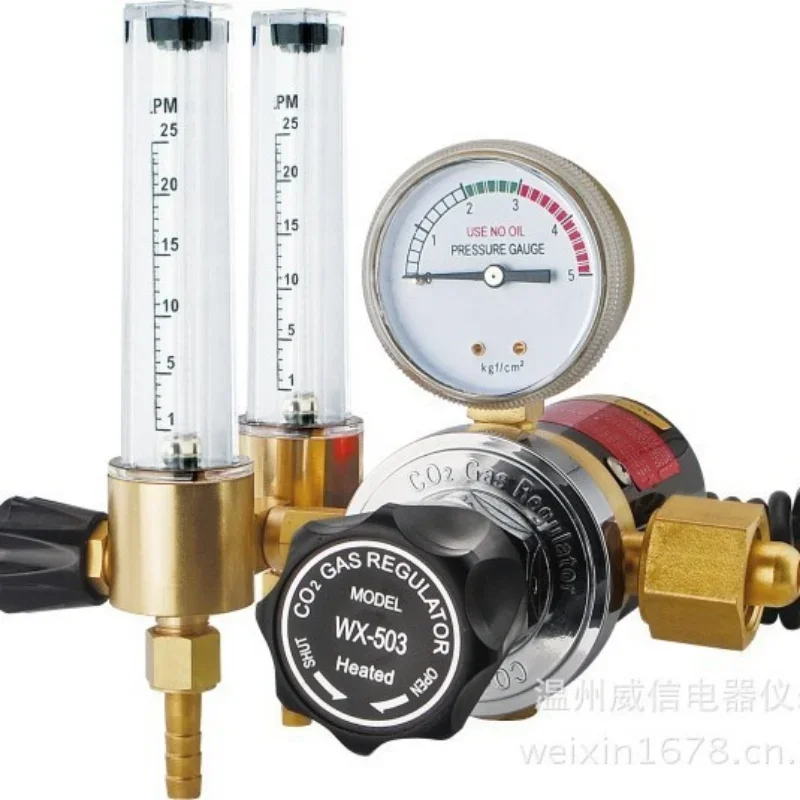 

WX5032L Double Flow and Tube Heating CO2 Adjustable Dioxide Meter Gas Reducer Pressure Gauge Outlet Pressure Adjustable CO2 G5/8