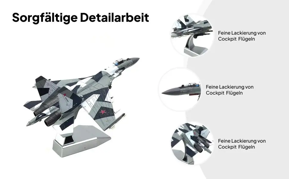 نموذج دييكاست بمقياس 1/100 لطائرة SU-35 مع حامل عرض، تصميم جميل، تذكار، مقاس 8.66×5.7 بوصة، للعرض الثابت