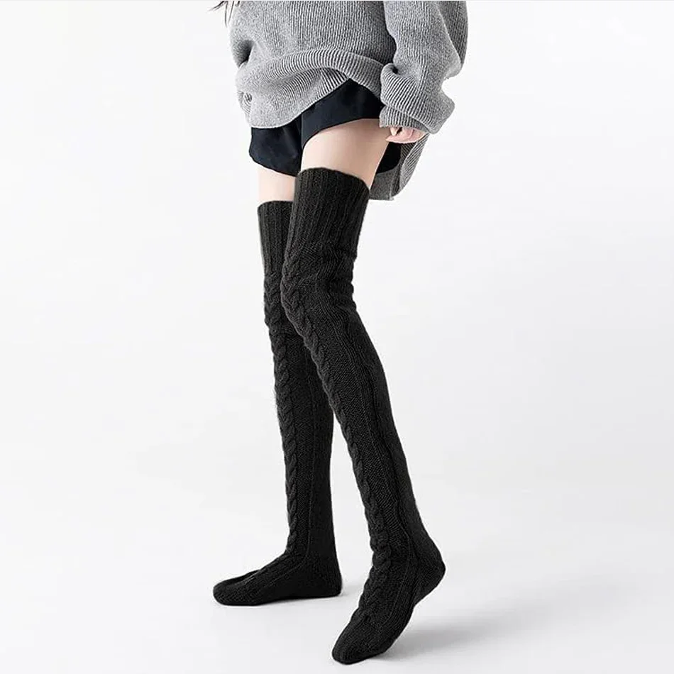 Women\'s Cable Knitted Thigh High Boot Socks Extra Long Winter Stockings Over Knee Leg Warmers