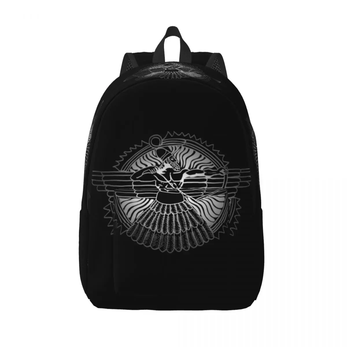 Assyrian God Ashur On Black Canvas Backpacks for Women Men College School Student Bookbag Fits 15 Inch Laptop Ancient Flag Bags