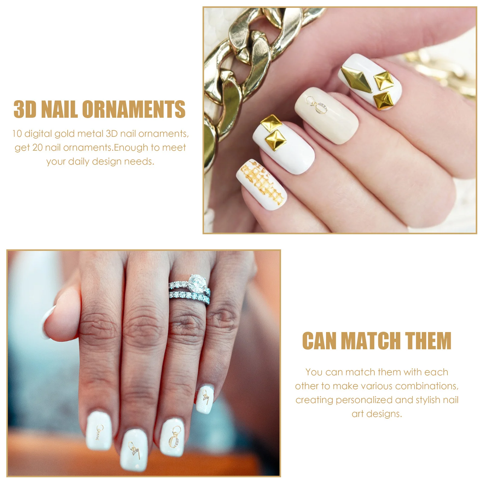 20 pendenti decorativi con strass in metallo, lucidi e sostituibili, per eleganti accessori per la decorazione di manicure per nail art
