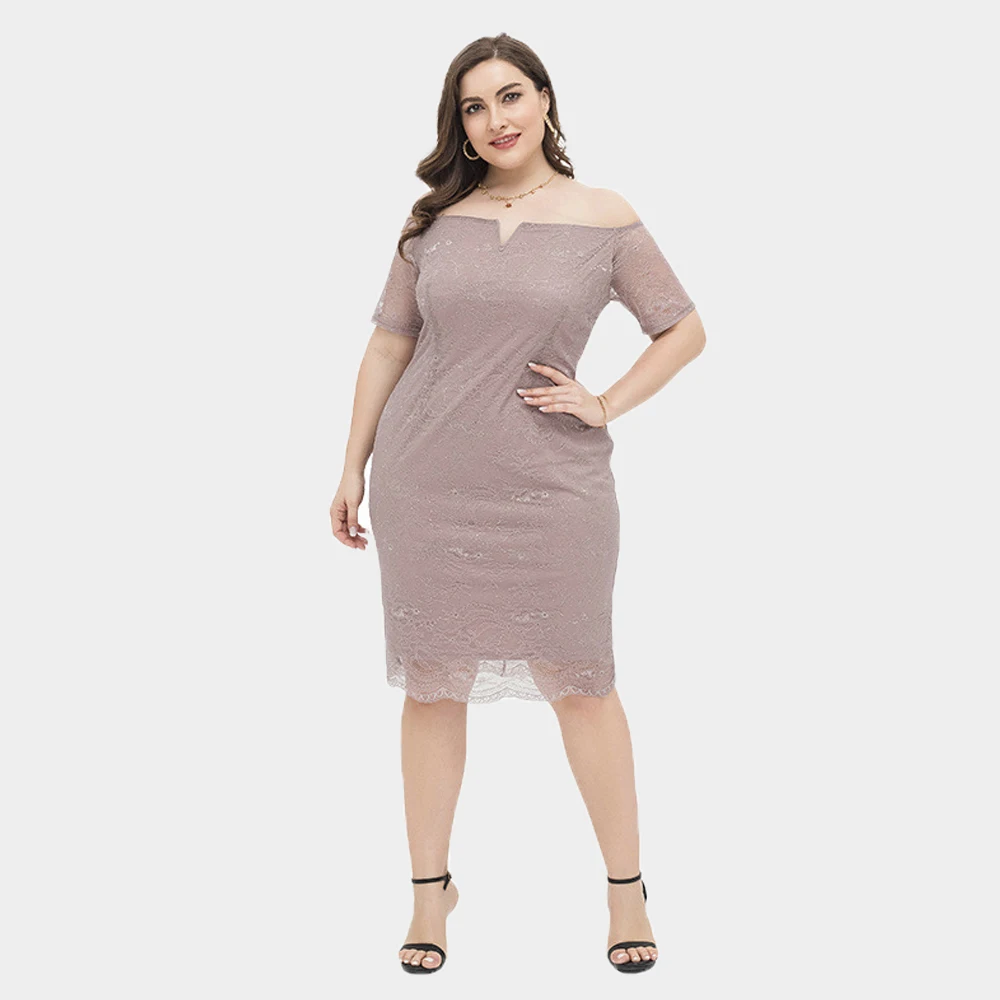 Lato Sexy Off Shoulder suknie wieczorowe dla kobiet 2022 Plus rozmiar Bodycon Midi sukienka elegancka koronka elegancka wielkoformatowa sukienka na studniówkę