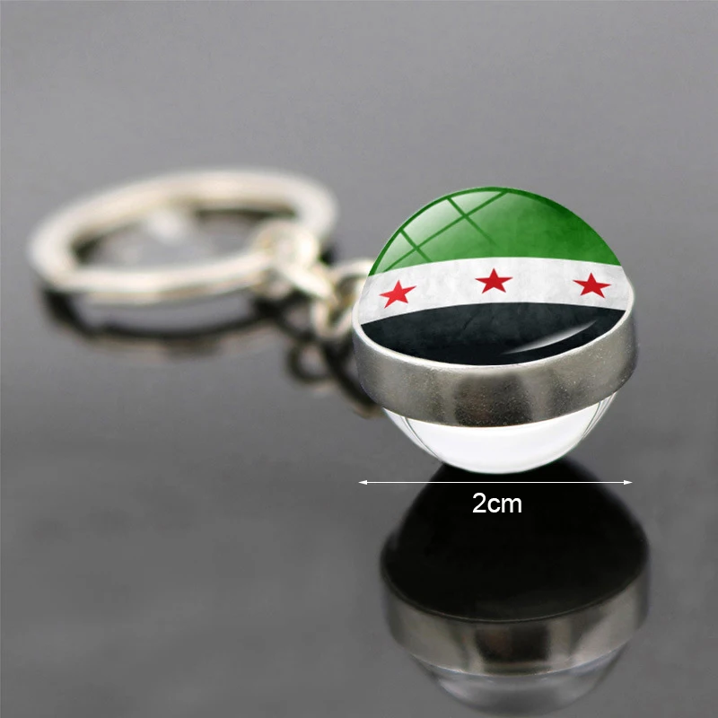 Syria National Flag Glass Cabochon Keychain Metal Keychain Fashion For Women Men Charm Handmade Car Pendant Keyring Jewelry Gift