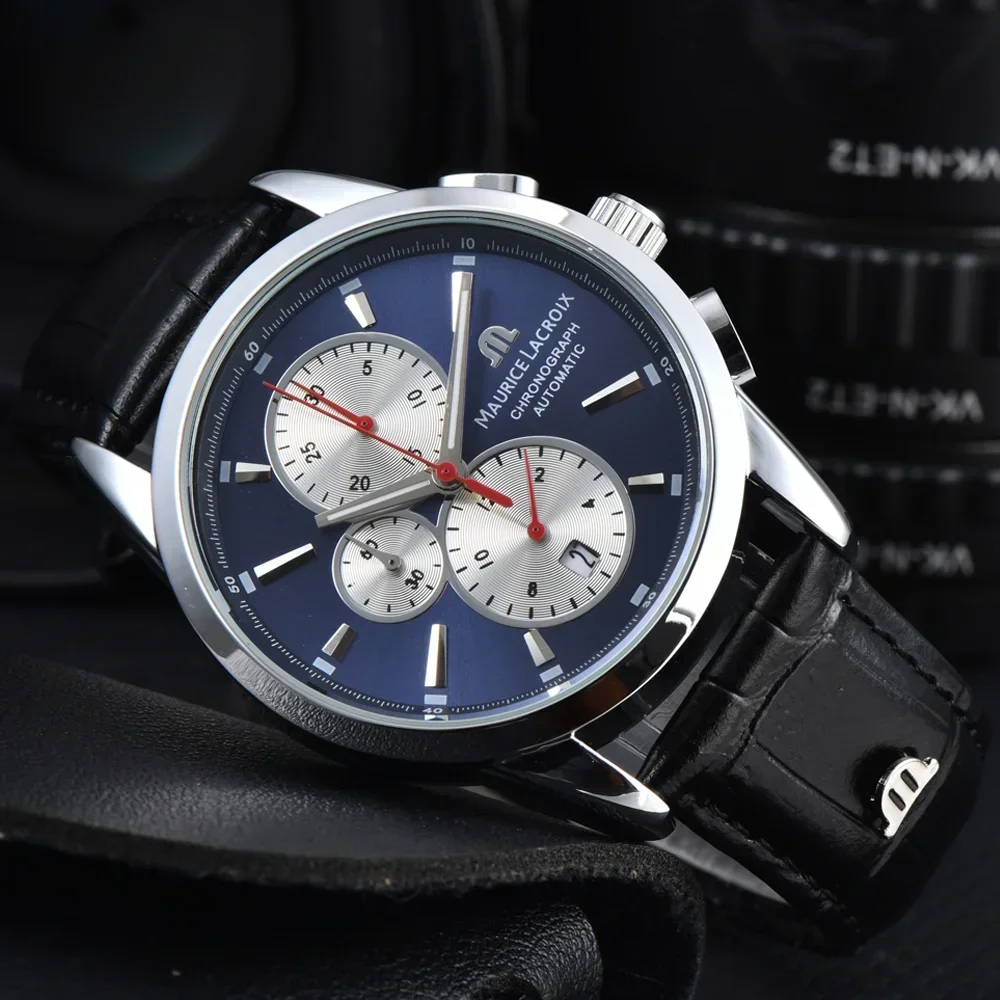 High Quality Maurice Lacroix Brand Watches For Mens Multifunction Chronograph WristWatch Business Precious Quartz AAA Male Clock image 3