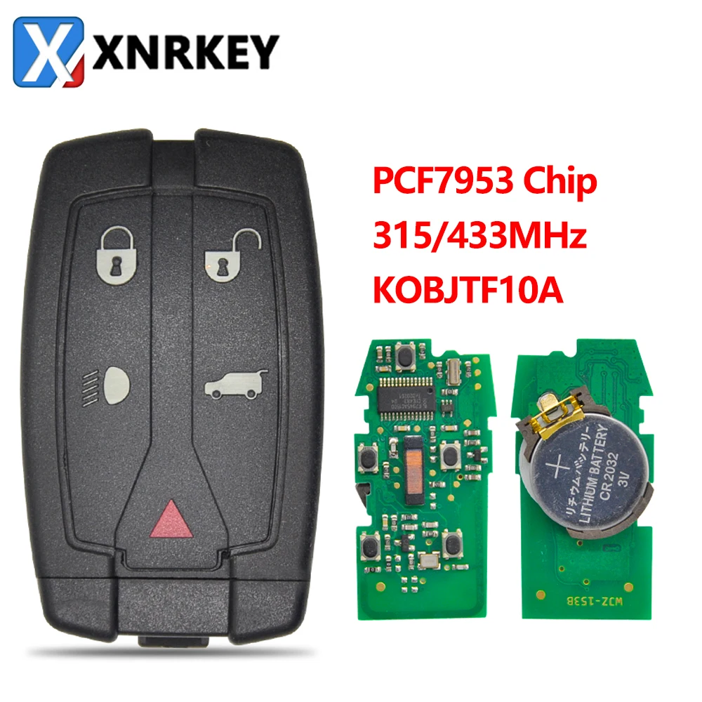 

XNRKEY 5 Button Car Remote Key 315/433Mhz PCF7953 Chip for Land Rover Freelander 2 Replacment Smart Card