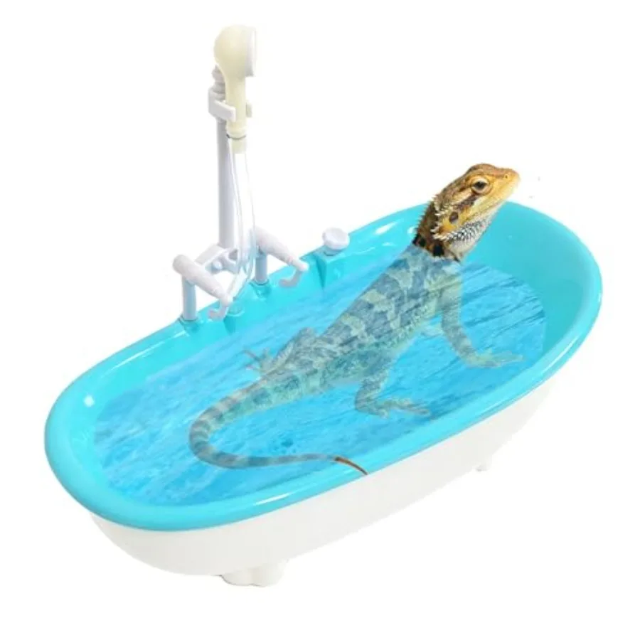 

Comfortable and Fun Bath for Bearded DragonsBearded Dragon Accessories Bearded Dragon Pool with Faucet Mini Bathing Tub for Sma