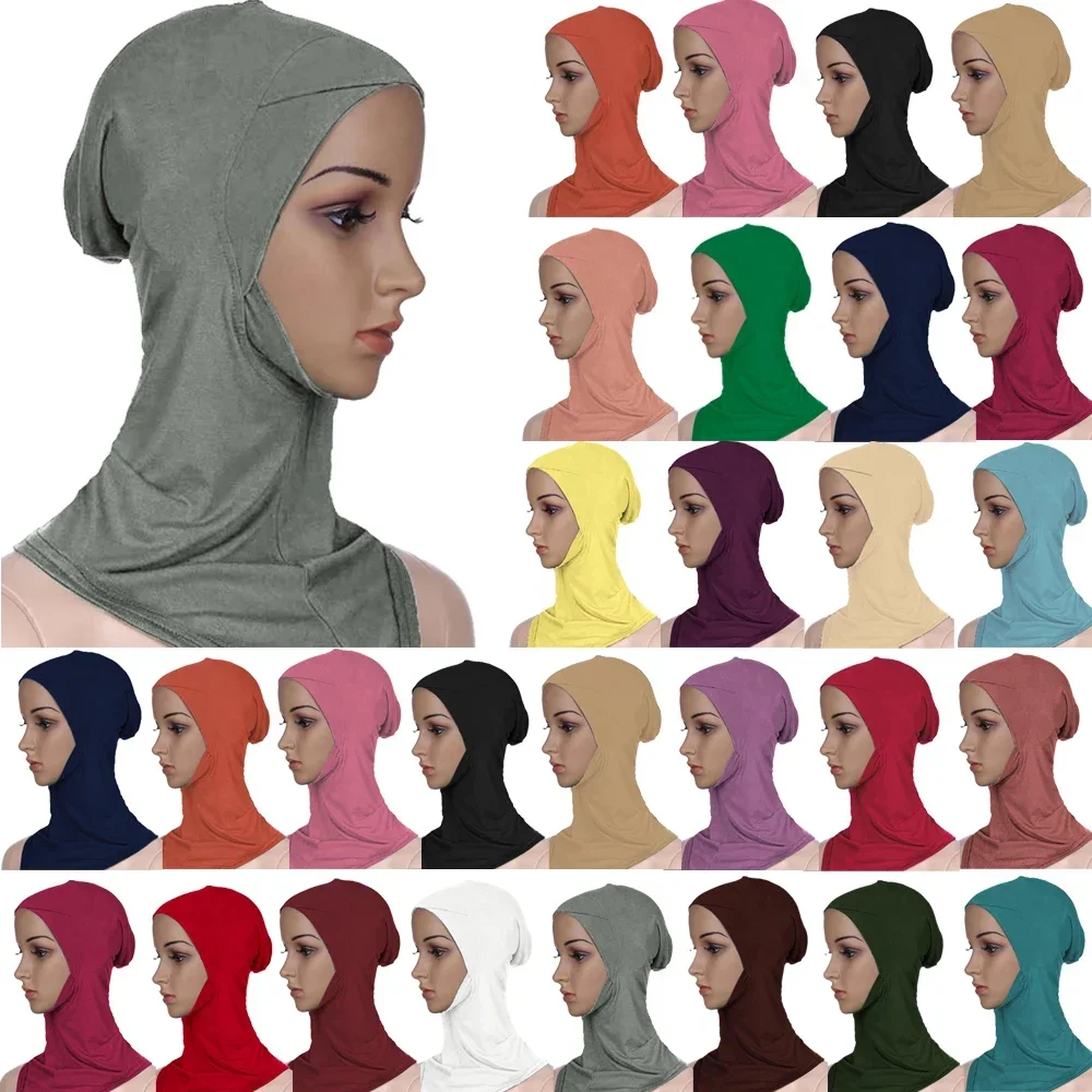 

Solid Color Cross Benaies Hat Bonnet Underscarf Women Muslim Instant Scarf Hijab Islamic Headscarf Amira Ninja Ninja Cap Turban