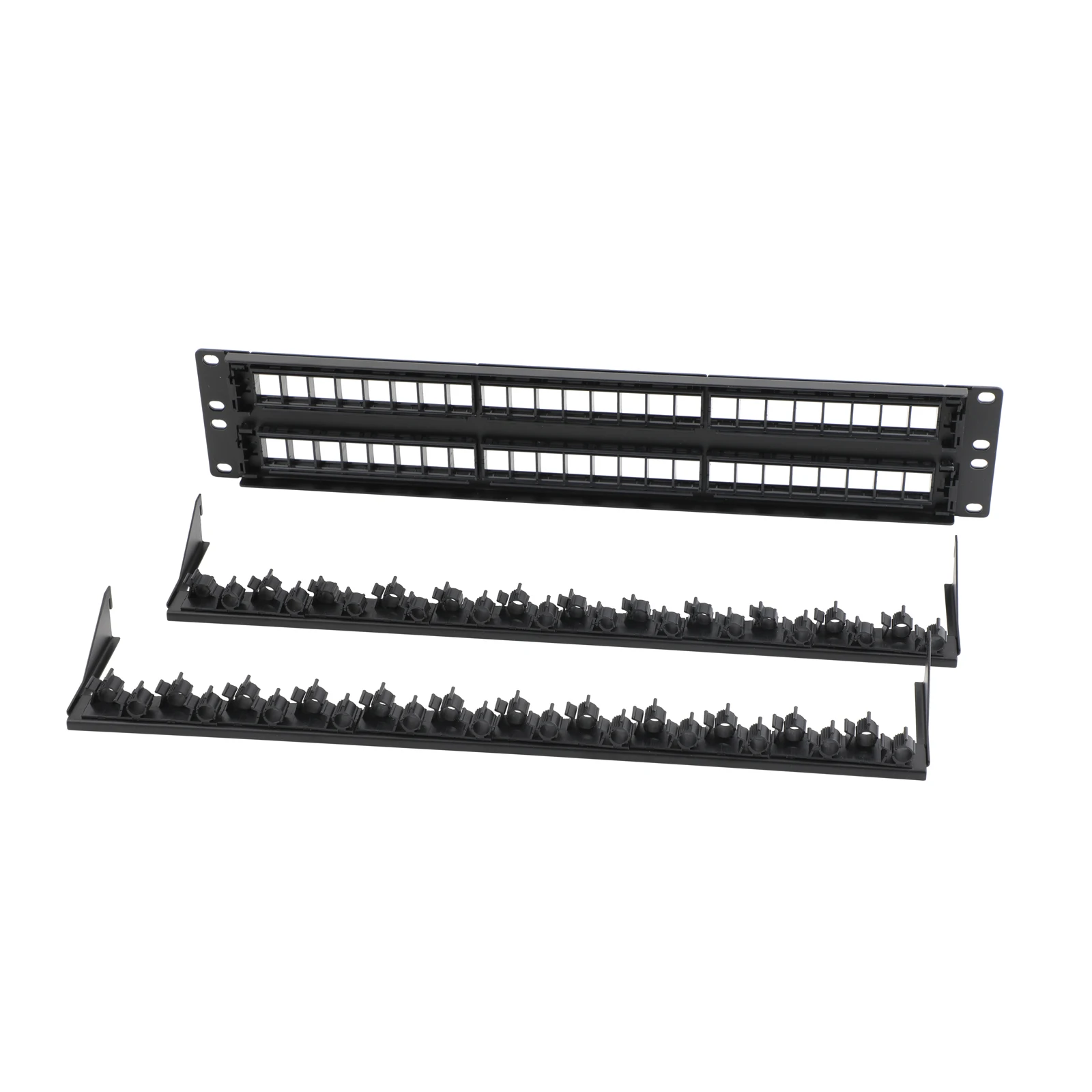 

US 1PCS 24/48 Port 1U/2U 19" Blank Patch Panel Empty with Labels＋Adjustable Rear Cable Management Bar For Structured Cabling