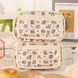 1 Piece Kids Capybara Pencil Case for Boy Girl Cartoon Anime Animal Cat Capybara Pencil Pouch Larga Capacity Stationery Bag