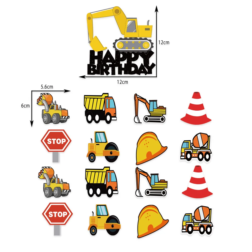 12pcs Construction Car Slap Bracelets Gifts Excavator Party Decoration Kids Boys Happy Engineering Vehicle Birthday Party Favors