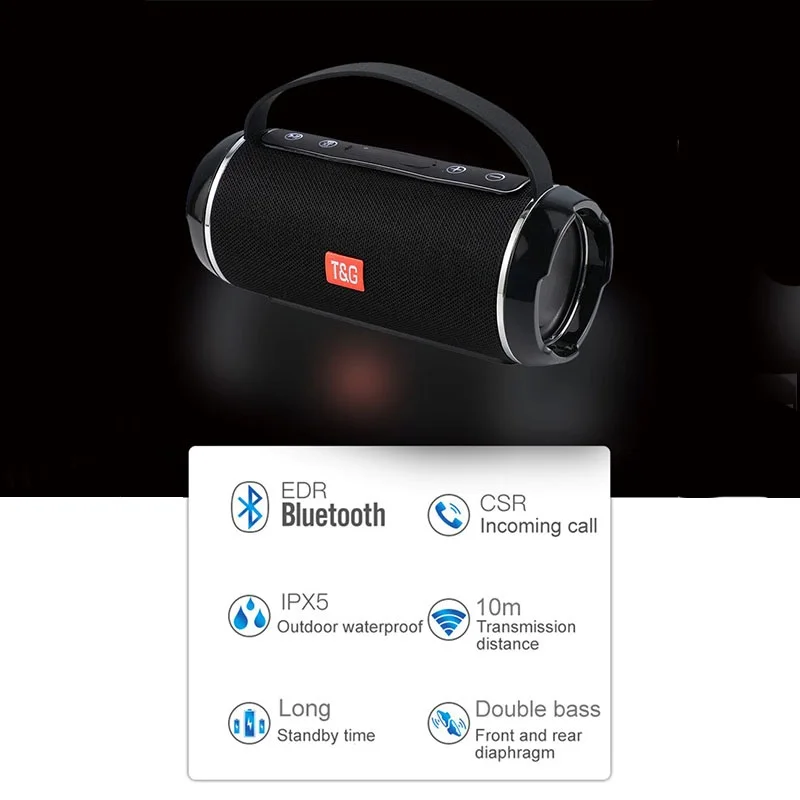 TwsワイヤレスBluetoothスピーカー,パワフルなボックス,ポータブル,屋外用,防水サブウーファー,3Dステレオ,ハンズフリー通話