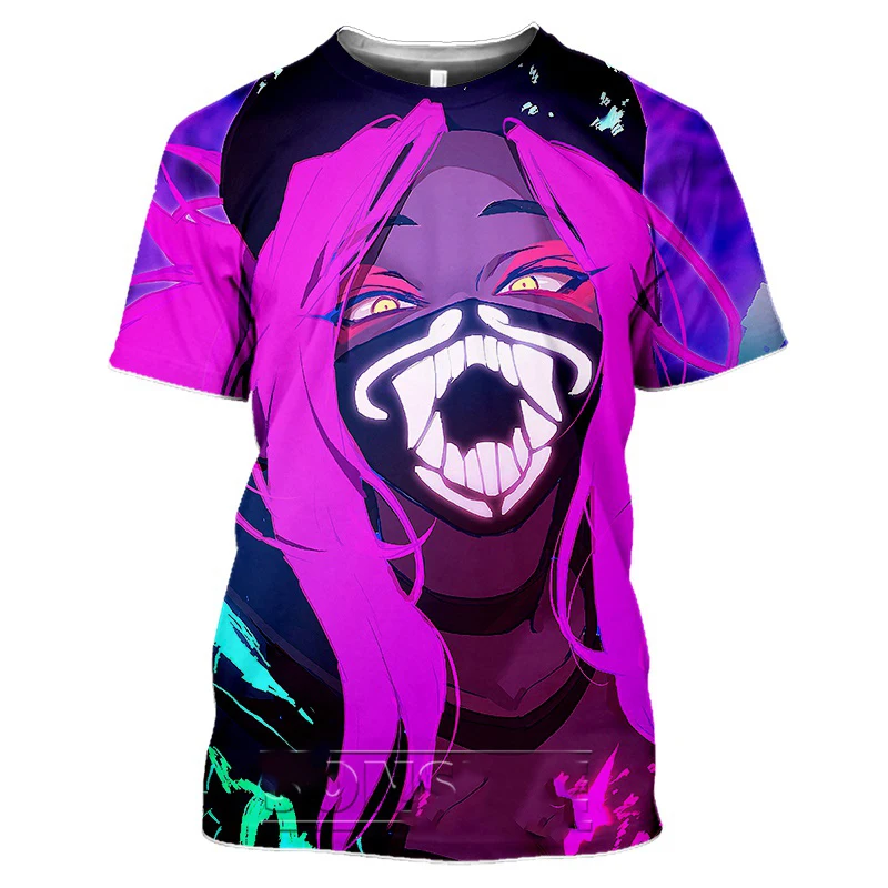 League Of Legends 3D Printed Sexy Akali Men T-shirt Women Fashion T Shirt LOL Game Character Psychedelic T Shirt Breathable Tops