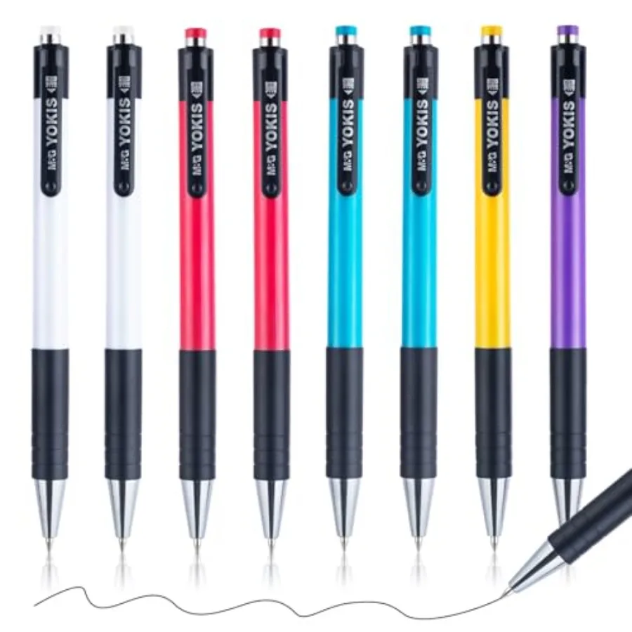 

0.7mm Fine Point Black Ink Retractable Ballpoint Pens Smooth Writing Large Capacity for School Office 8 Pack
