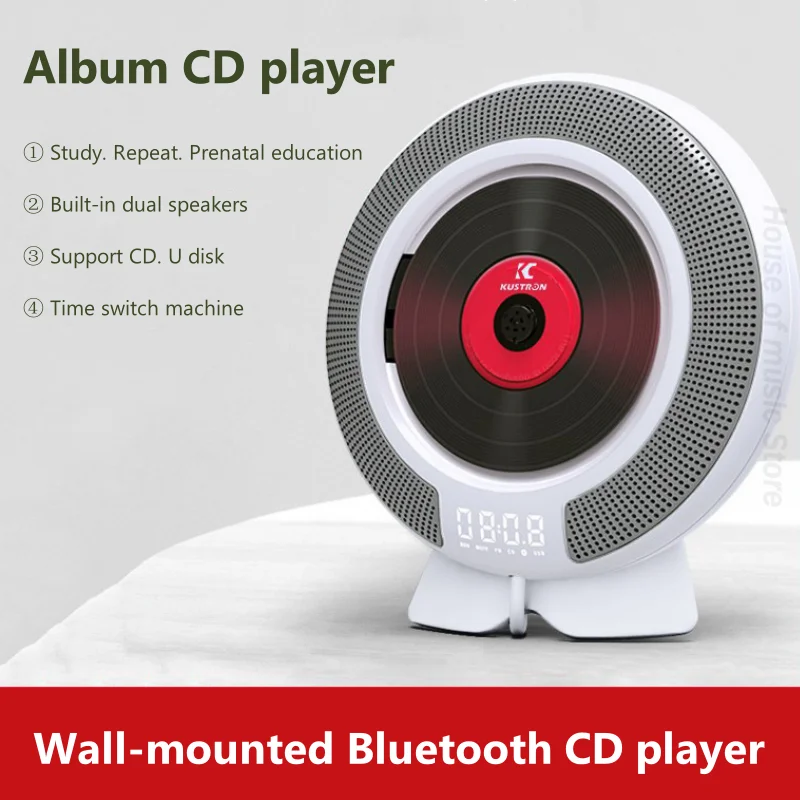 KC-608 Hot Sale CD Player Wall-mounted Smart BT Audio CD Fetal Education Machine English CD Rereader Bluetooth Speakers Radio