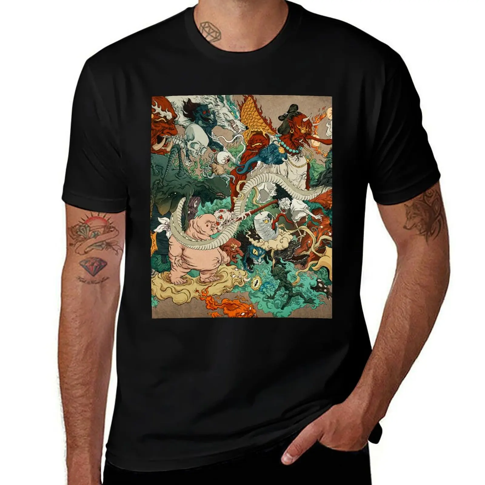 Japanese kaiju monsters T-Shirt Active Sports Short Sleeve Cotton Shirt T-Shirt
