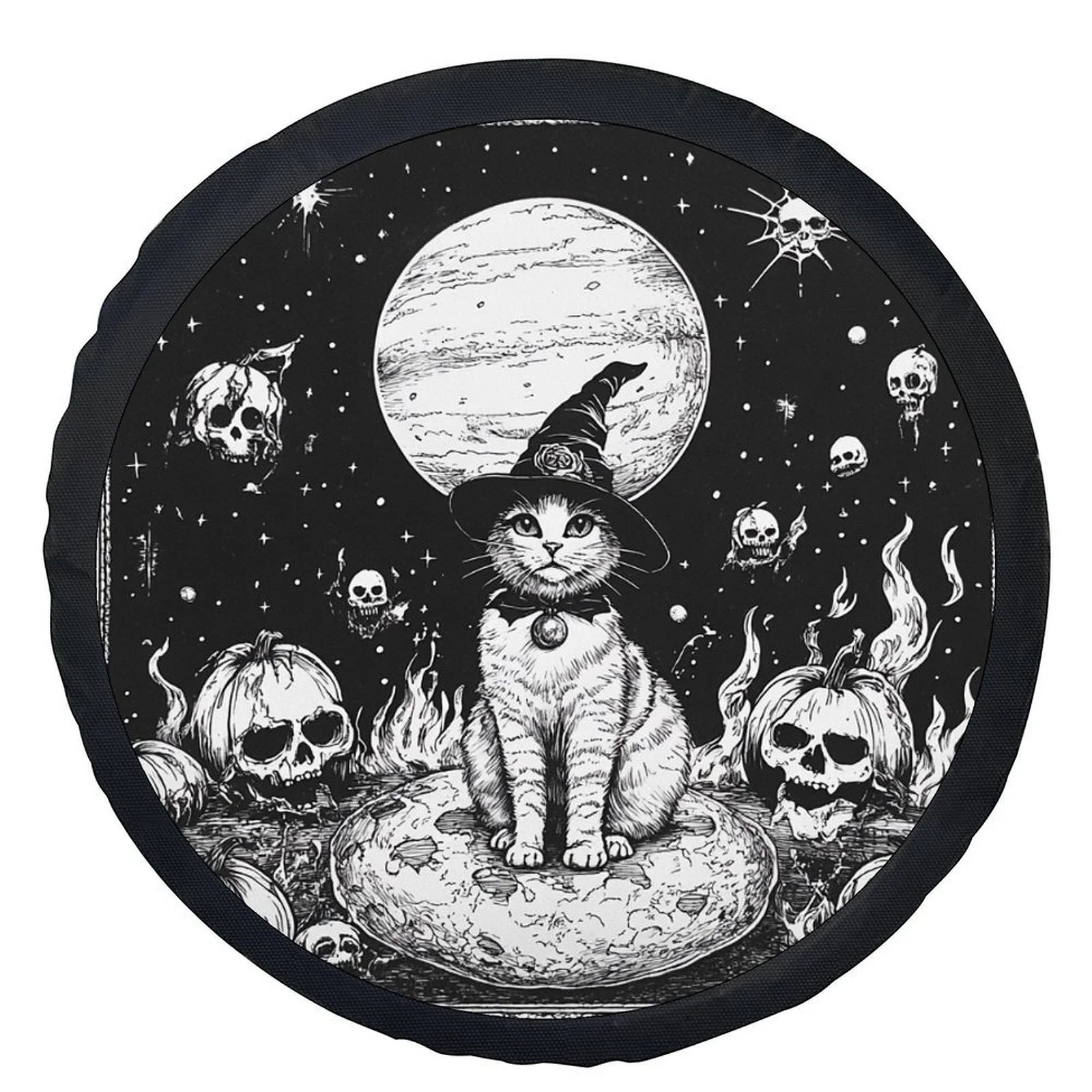 

1pc Witch Cat and Pumpkins Designed Tire Wheel Cover, Fashionable Wheel Cover Tire Cover Wheel Protection