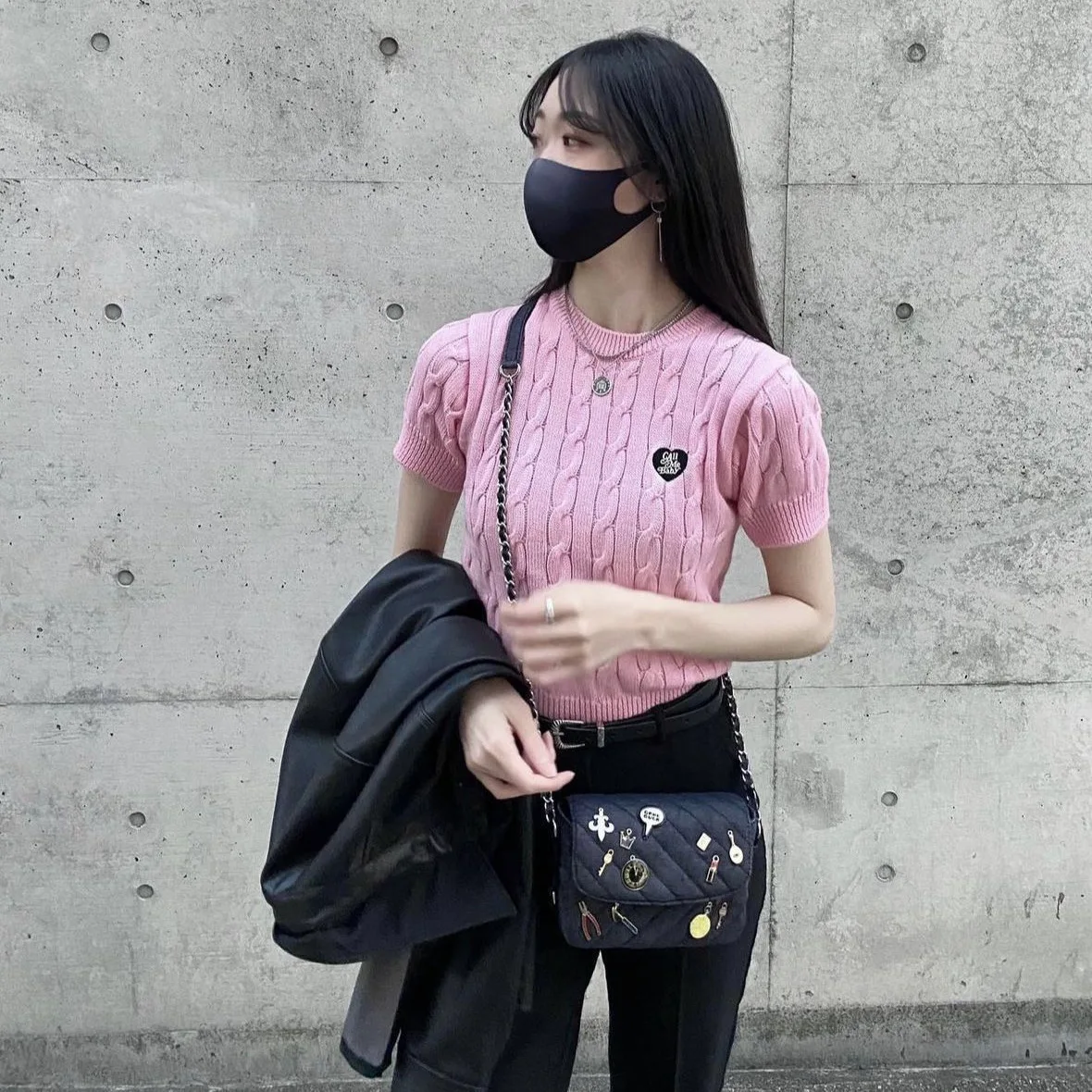 

CallMeBaby Корейский облегающий топ с короткими рукавами из 100% хлопка с вышивкой в виде сердца для женщин