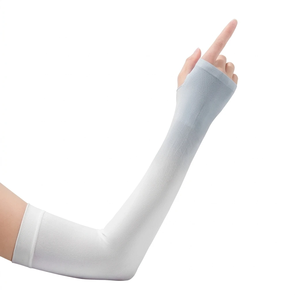 Womens UV Sun-Protection Cooling Arm Sleeves Ice Silk Breathable Arm Covers Gradient and Solid Color Thin Arm Protectors for
