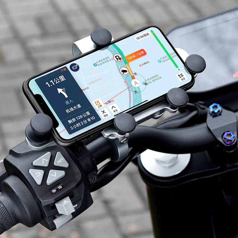 Schokabsorberende Telefoonhouder Voor Motorfiets 2024 Verbeterde Legering Roterende Aanpassing Mobiele Telefoon Navigatiebeugel