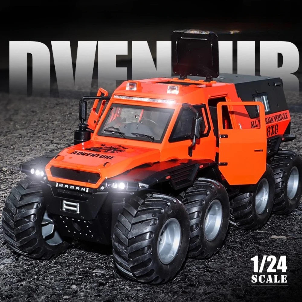 1:24 модель игрушки, русские автомобили Avtoros Shaman 8x8, металлические литые под давлением амортизирующие звуки, свет, двери, открытые внедорожники, подарки