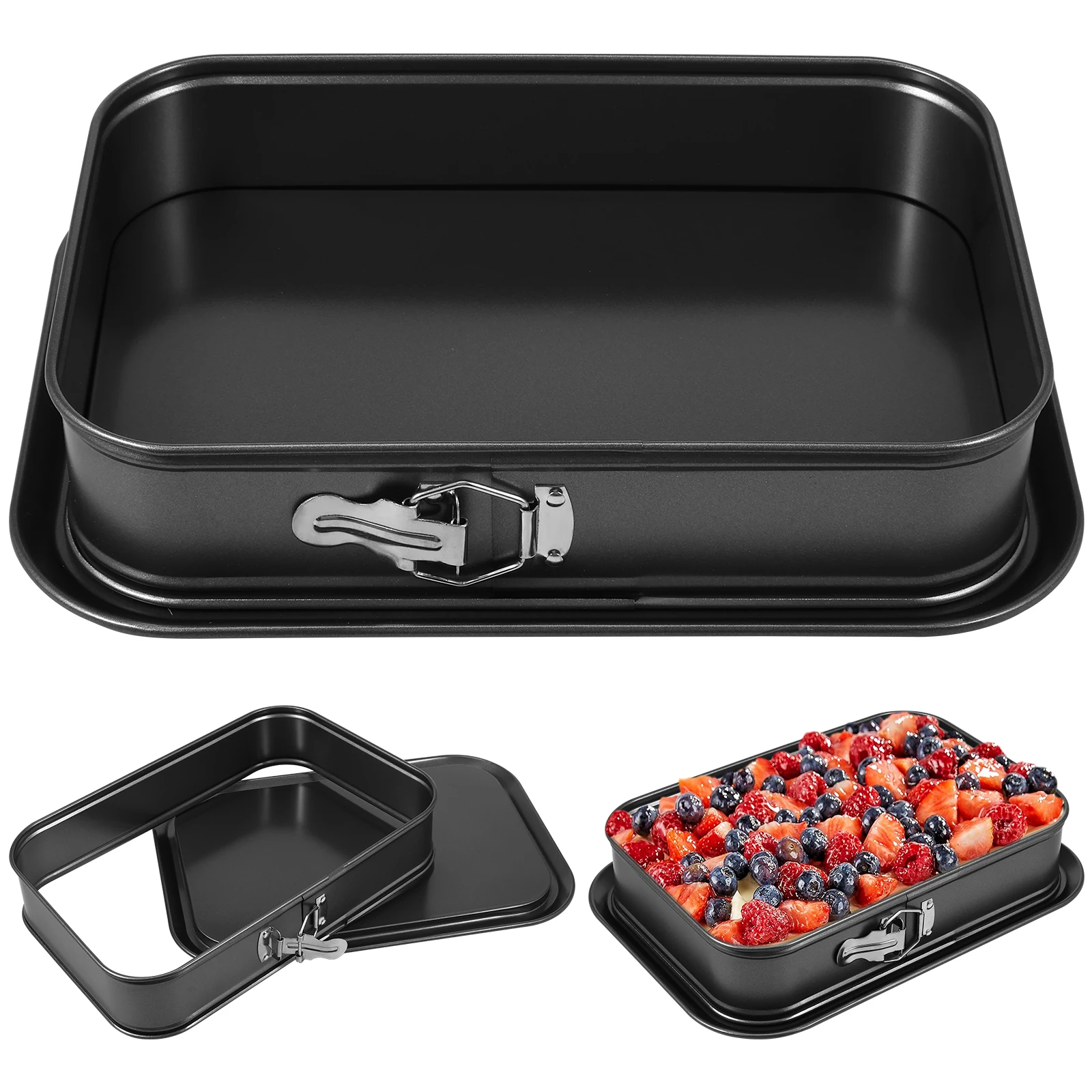 

9.45inch Width Cake Baking Pan Metal Square/Rectangle Non-Stick Cake Pans Removable Loose Base Lock Baking Mold Kitchen Bakeware