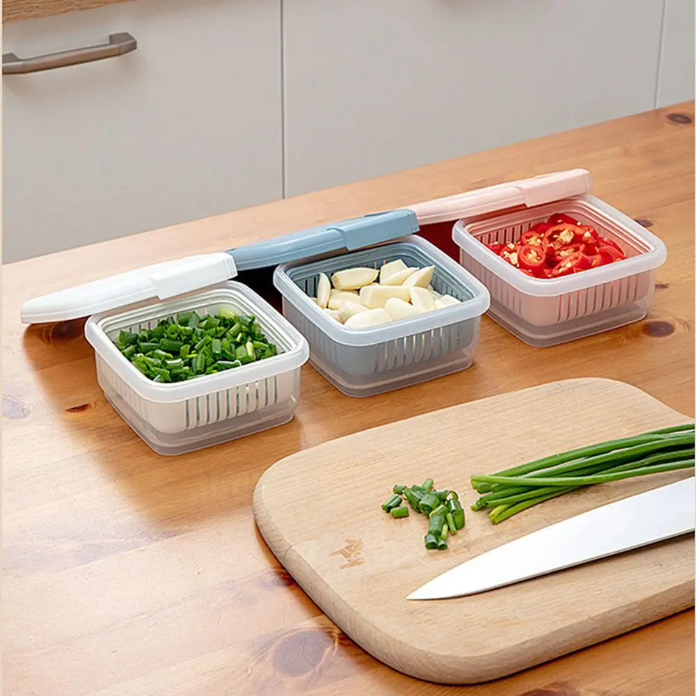 Mini Plastic Double Layer Thick Sealed Sealed Ginger Container Vegetable Tray Fruit Storage Containers Fridge Storage Box