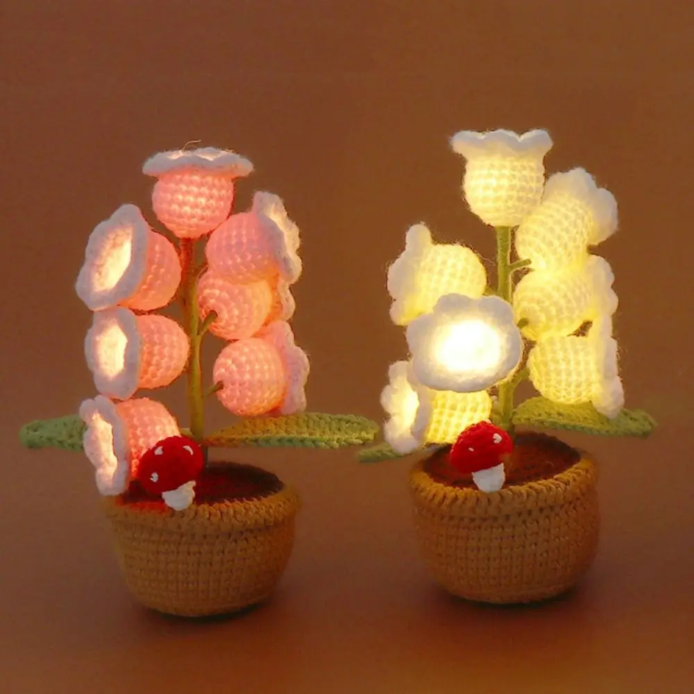 

Elegant Seven Heads Orchid Flower Light Finished Handmade Luminous Potted Plant Lamp Decorative Woven Flower Ornament Pot Gift