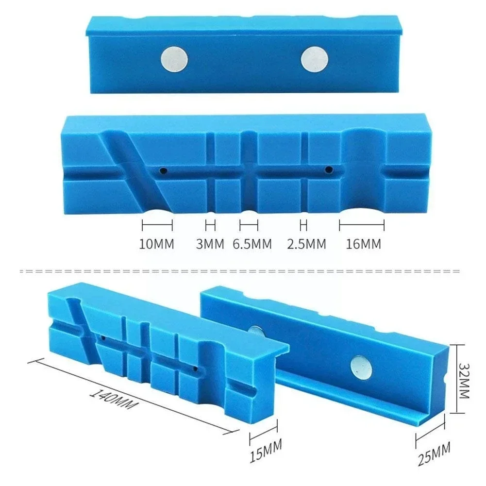 1Pair Vise Protection Strip Vise Jaw Pads Vise Protective Jaws Rubber 5.5Inch Jaws Face Pad Magnetic Bench Vise Rubber Jaw Cover