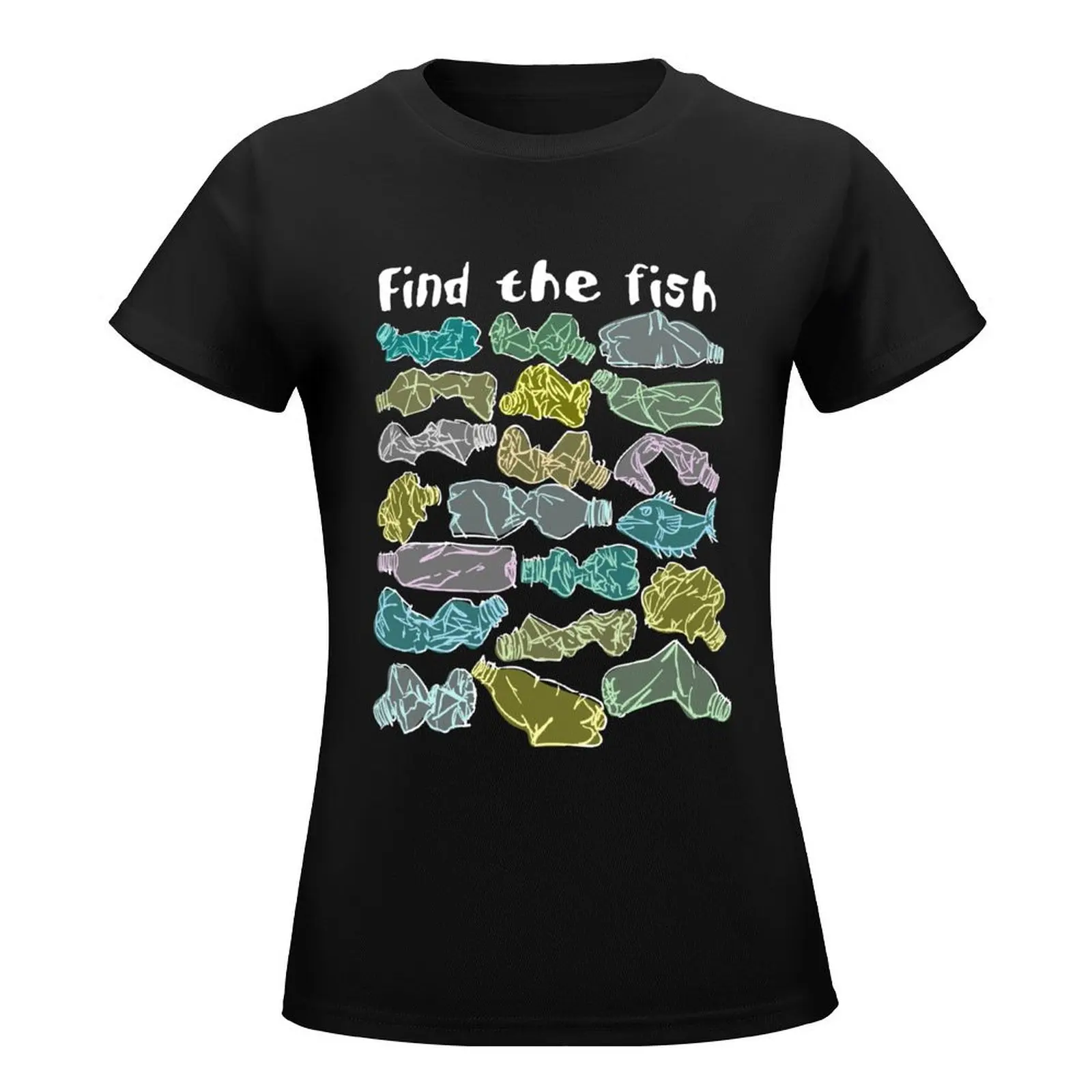 Find the fish and save the ocean from plastic pollution T-Shirt cute clothes summer tops kawaii clothes Womens clothing